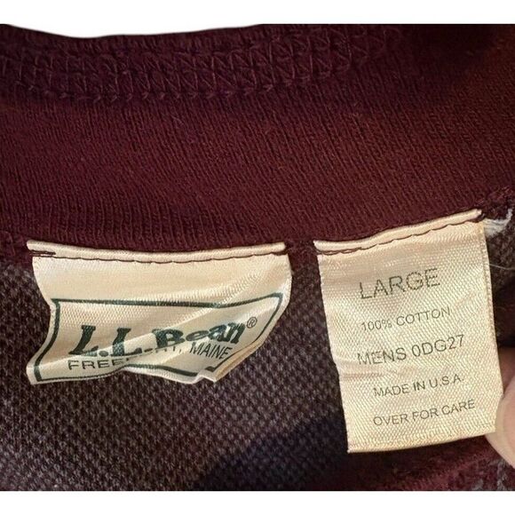 L.L. BEAN Vintage Tartan Plaid Henley Men’s Large 100% Cotton 4 Button Made USA - Picture 5 of 10